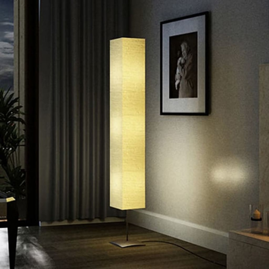 Standerlampe med stålfod 170 cm beige image