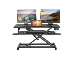 BlitzWolf BW-ESD2 Elektrisk drevet stående skrivebord 34 tommer bred justerbar højde Dobbelt skærme Skrivebordstiger 2.0A 10W USB-oplader Aftageligt tastaturbakke